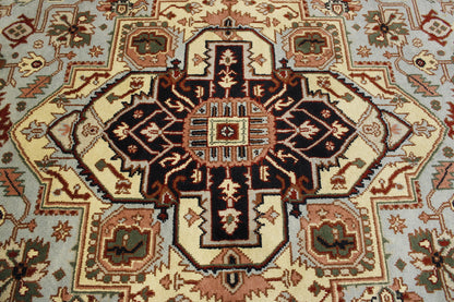 Tribal Indo Heriz rug corner detail