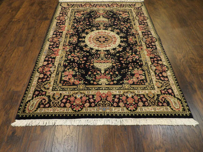 Fine Persian Qum rug corner detail