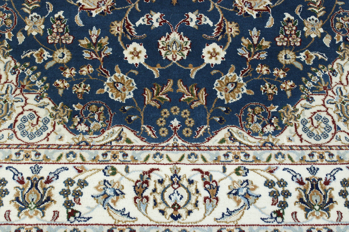 Blue & Beige Traditional Fine Nain rug in room setting
