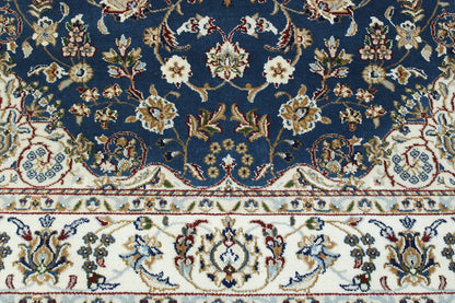 Blue & Beige Traditional Fine Nain rug in room setting
