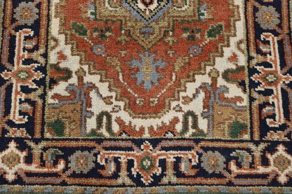 Tribal Indo Heriz rug corner detail