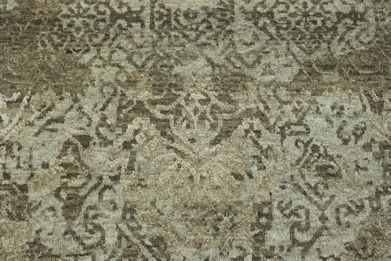 Brown & Gray Transitional Abstract Broken Design rug in room setting