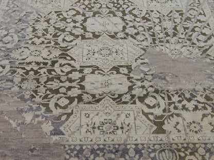 Wool-silk texture close-up, beige and purple oxidized rug