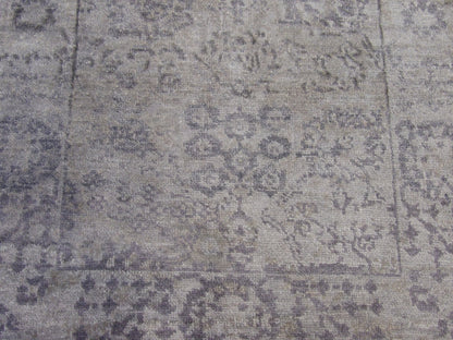Oushak runner border detail, blue and gray