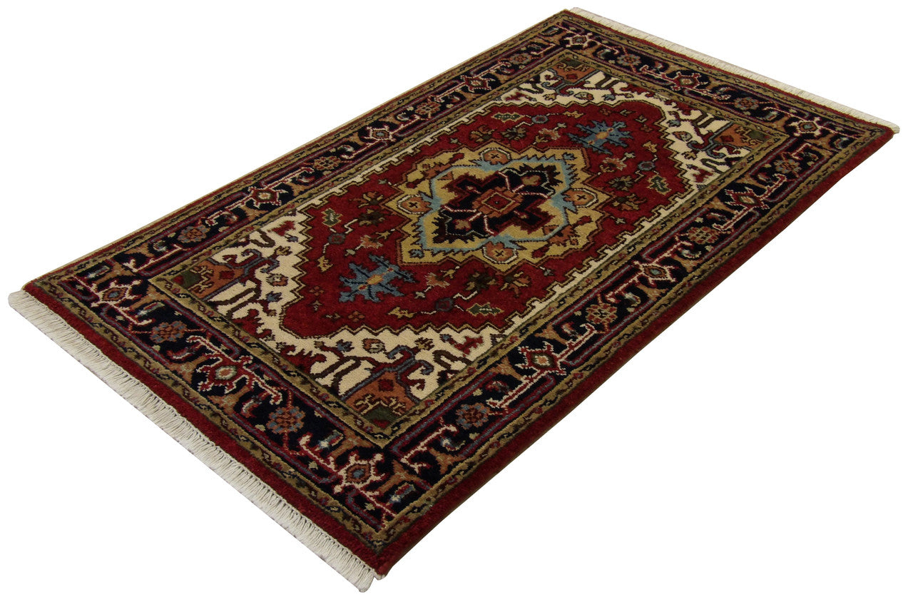 Close-up of wool pile, Blue & Red rug