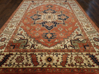 Close-up of wool pile, Beige & Rust rug