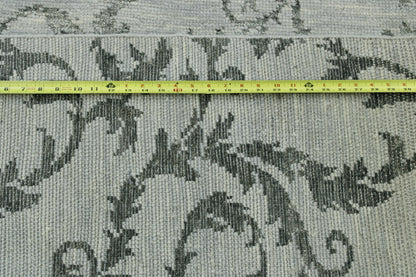 Close-up of wool pile, Green & Gray rug