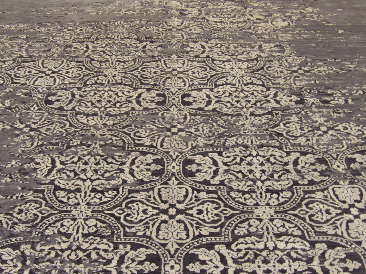 Back of Modern Oxidized Broken Mosaic Design Carved hand-knotted rug