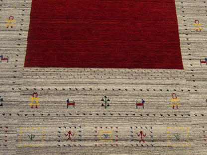 Gabbeh rug border detail, beige and red