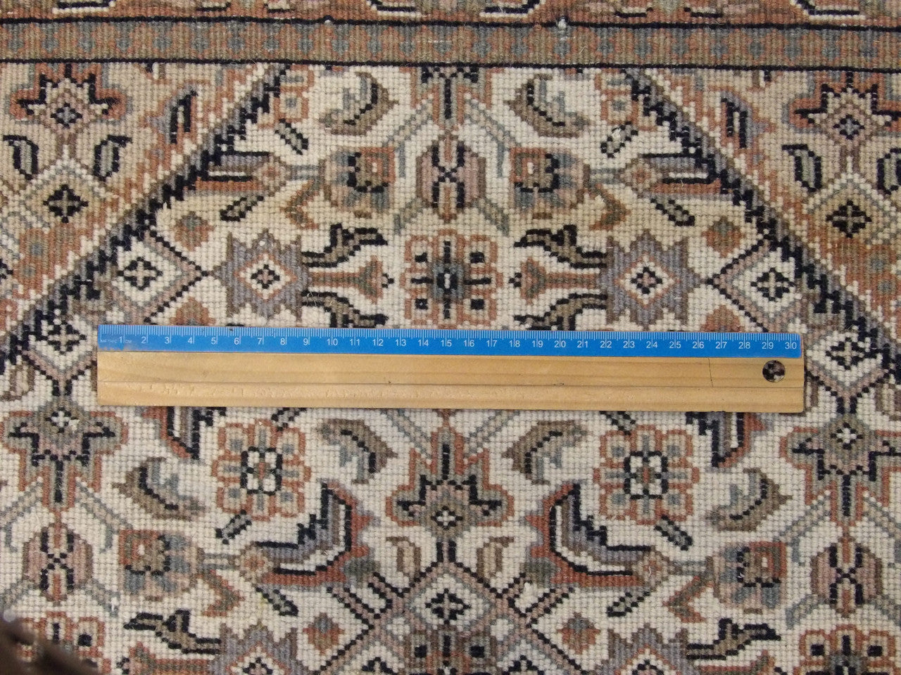 Beige & Rust Fine Persian Mir Herati rug in room setting
