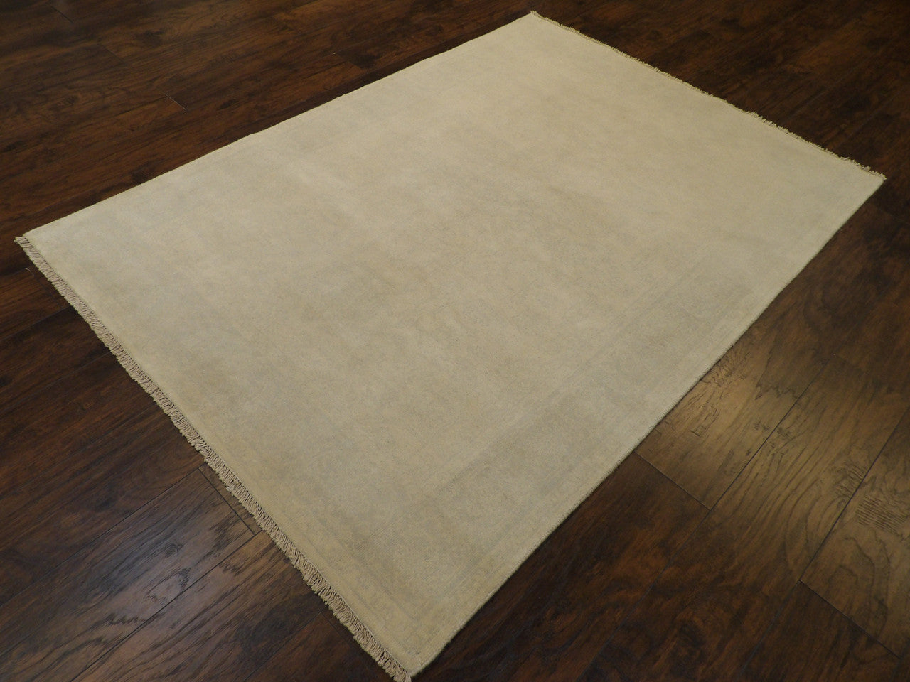 Full view of Oushak silky wash rug