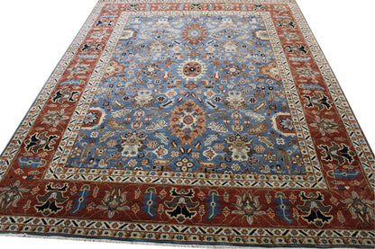 Close-up of wool pile, Blue & Rust rug