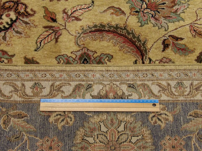 Gold & Purple Fine Kashan Tie Dye rug in room setting