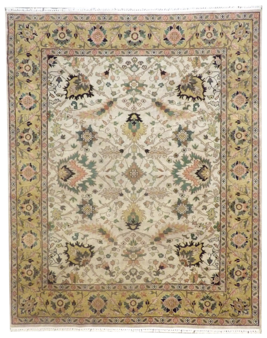 Turkish Weave Antique Wash hand-knotted wool rug in Gold & Beige, full view