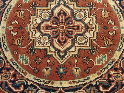 Tribal Heriz rug border detail