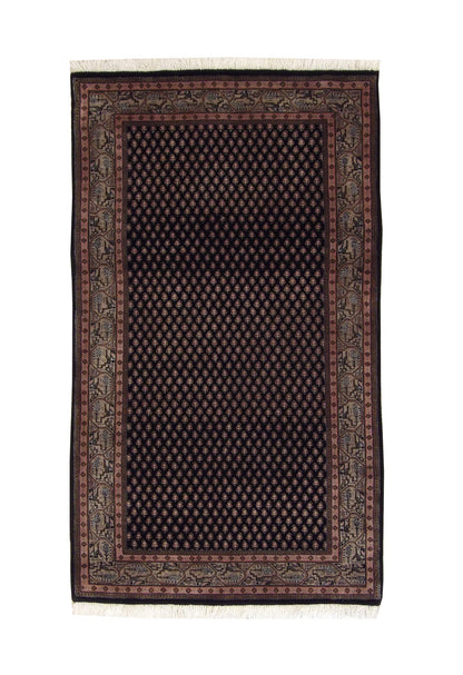 Traditional Indo Bidjar hand-knotted wool rug in Blue & Green, full view