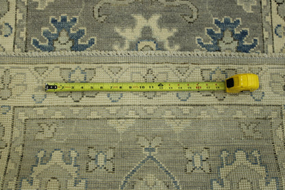 Oushak Chobi hand-knotted wool rug in Gray & Beige, full view