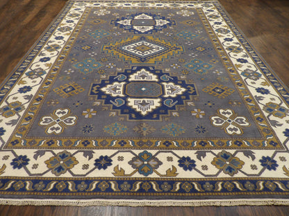 Tribal Kazak rug corner detail