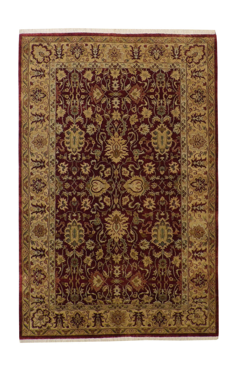 Traditional Fine Ziegler hand-knotted wool rug in Gold & Red, full view