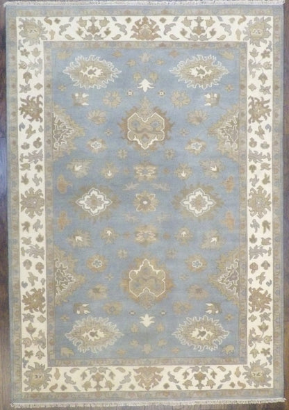Turk Oushak Wash hand-knotted wool rug in Blue & Beige, full view