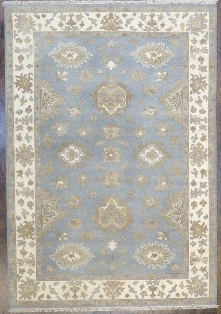Turk Oushak Wash hand-knotted wool rug in Blue & Beige, full view