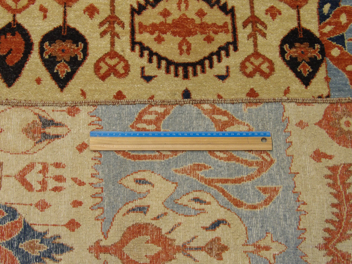 Black & Multi-Color Ikat rug in room setting