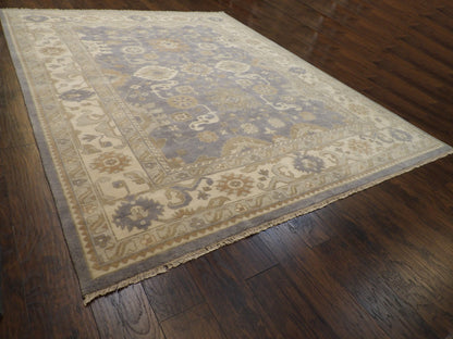 Close-up of wool pile on Turkish Oushak rug