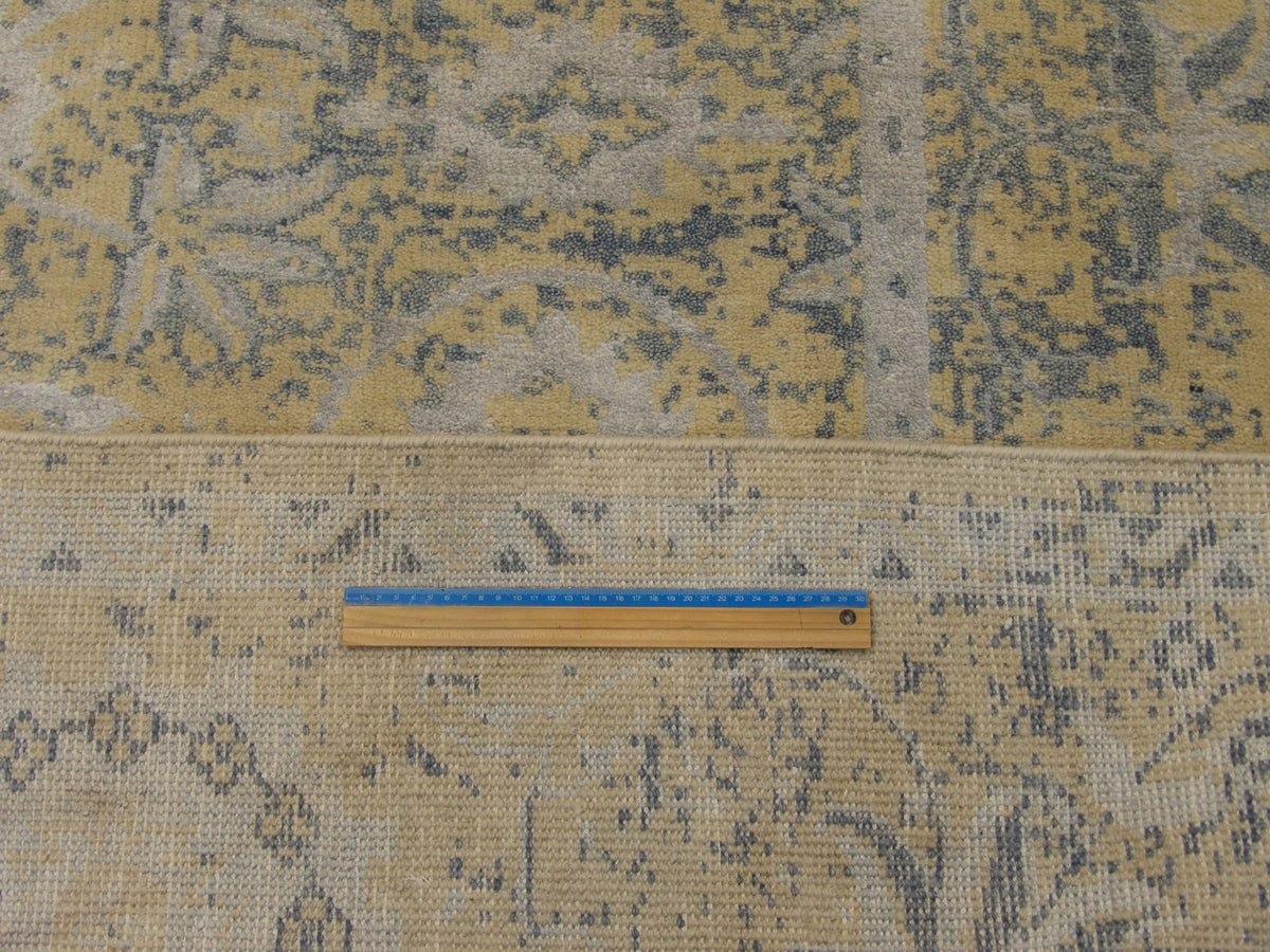 Gold & Teal Turk Anatolian Oushak Oxidized Wash rug in room setting
