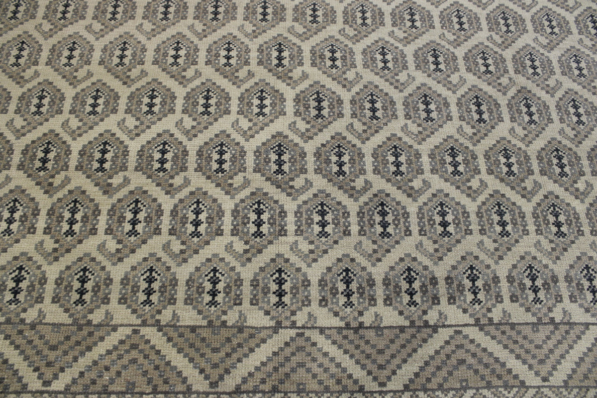 Blue & Gray Oushak Kerman Design rug in room setting