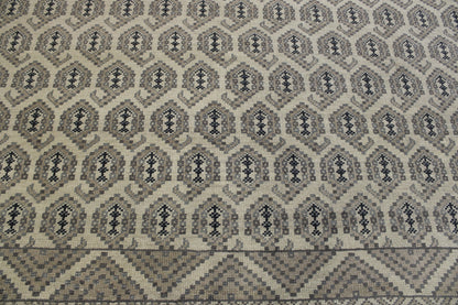 Blue & Gray Oushak Kerman Design rug in room setting