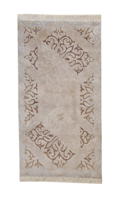Modern Abusson hand-knotted wool rug in Brown & Gray, full view