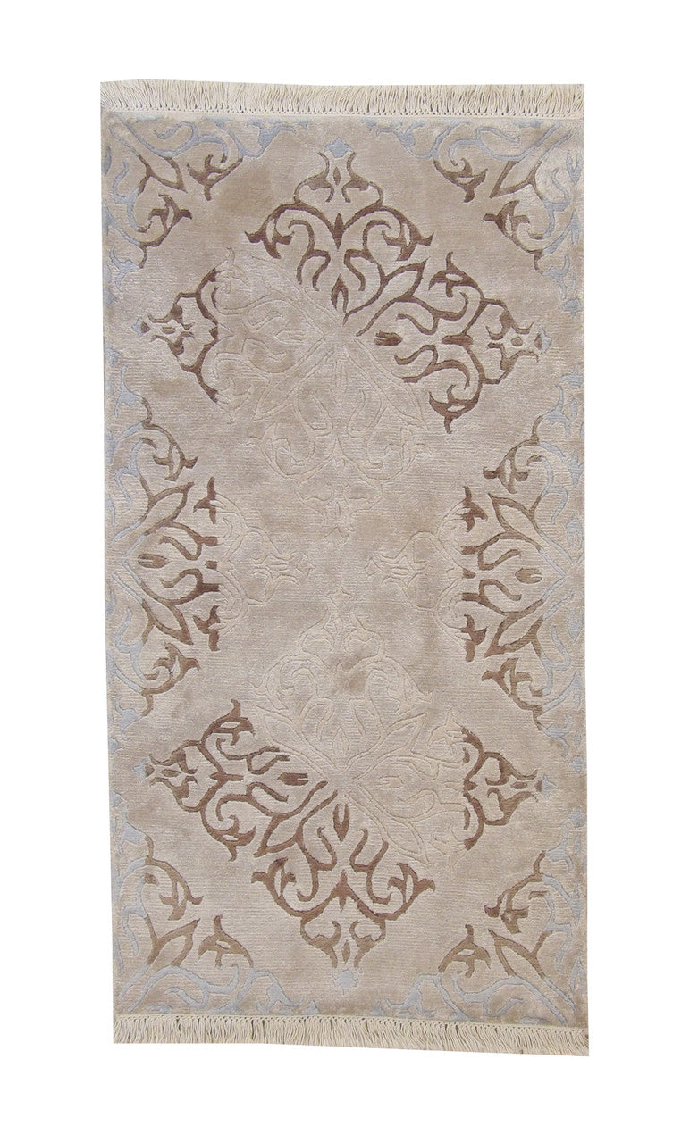 Modern Abusson hand-knotted wool rug in Brown & Gray, full view