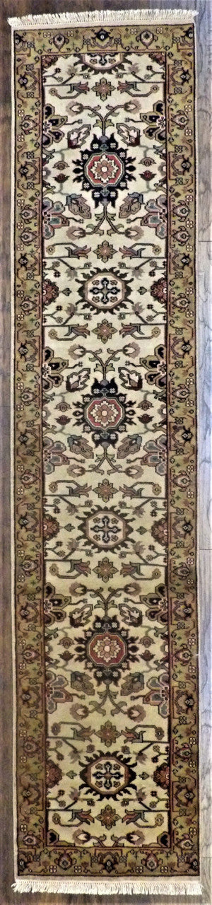 Turkish Weave Ziegler hand-knotted wool rug in Green & Beige, full view