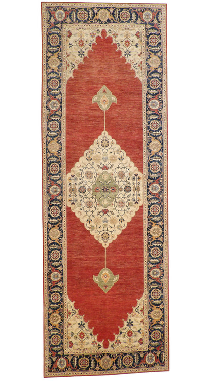 Tribal Fine Sherapi hand-knotted wool rug in Blue & Red, full view