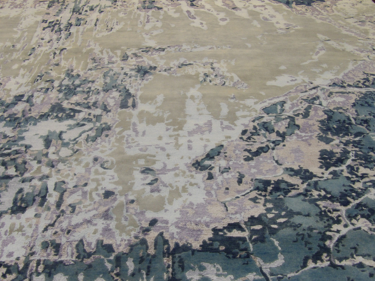 Back of Modern Abstract Ocean Design hand-knotted rug