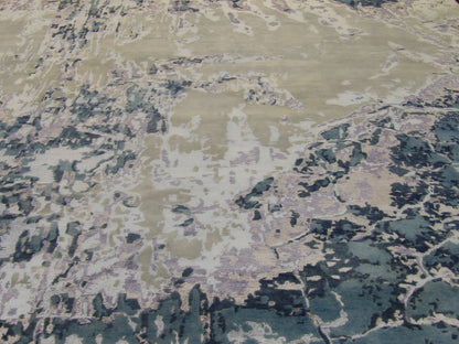 Back of Modern Abstract Ocean Design hand-knotted rug