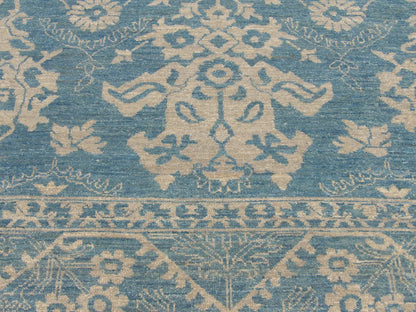 Oushak Chobie rug border detail, blue and gray