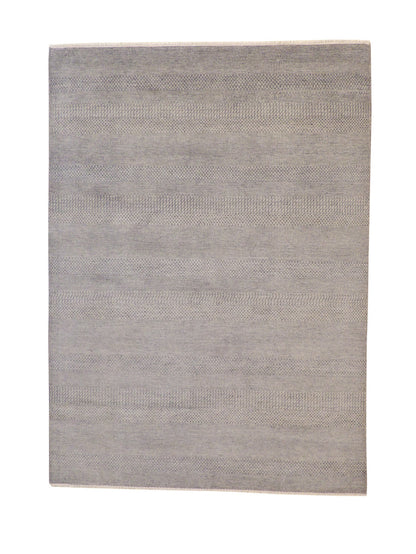 Gray 6'0" x 8'3" Modern Grass Design Hand knotted Wool/Silk Rug - Sku: W2080