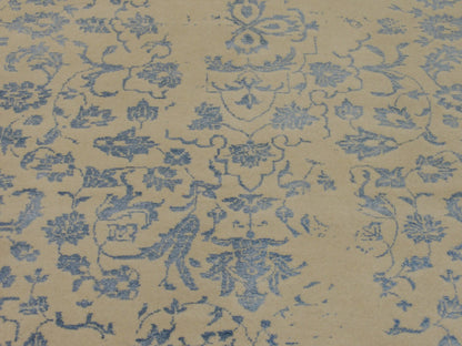 Back of transitional hand-knotted rug