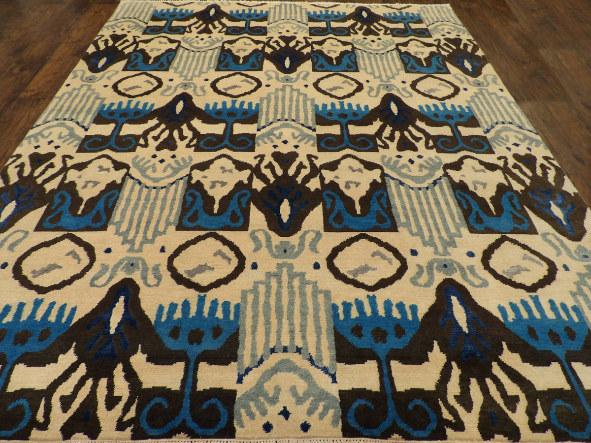 Full view of Transitional Ikat Design rug