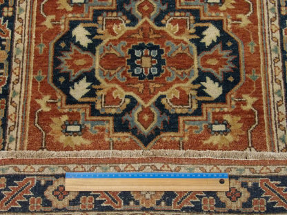 Blue & Rust Fine Persian Sherapi rug in room setting