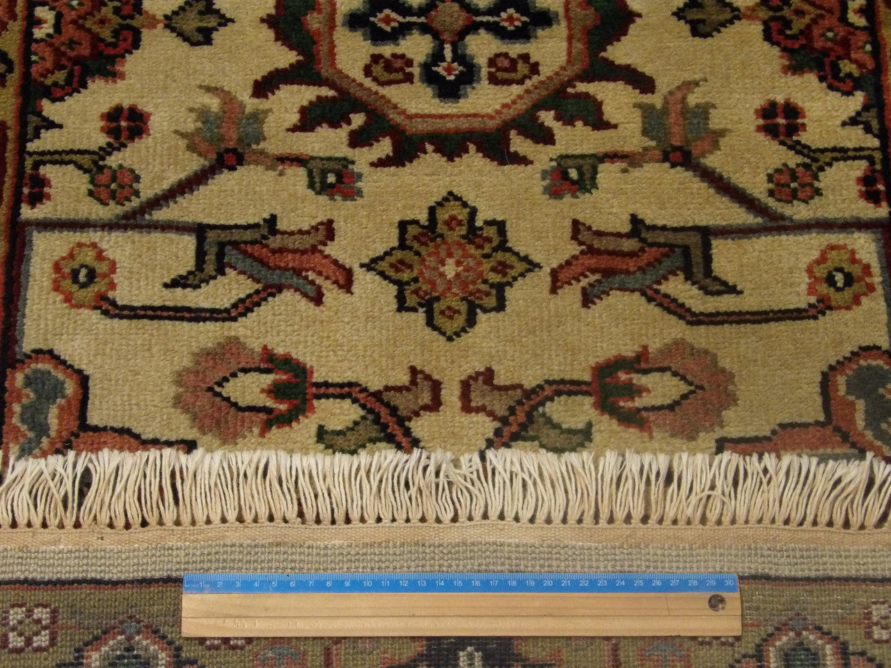 Green & Beige Turkish Weave Ziegler rug in room setting