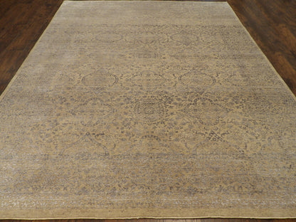 Close-up of wool-silk pile, Gray & Beige rug