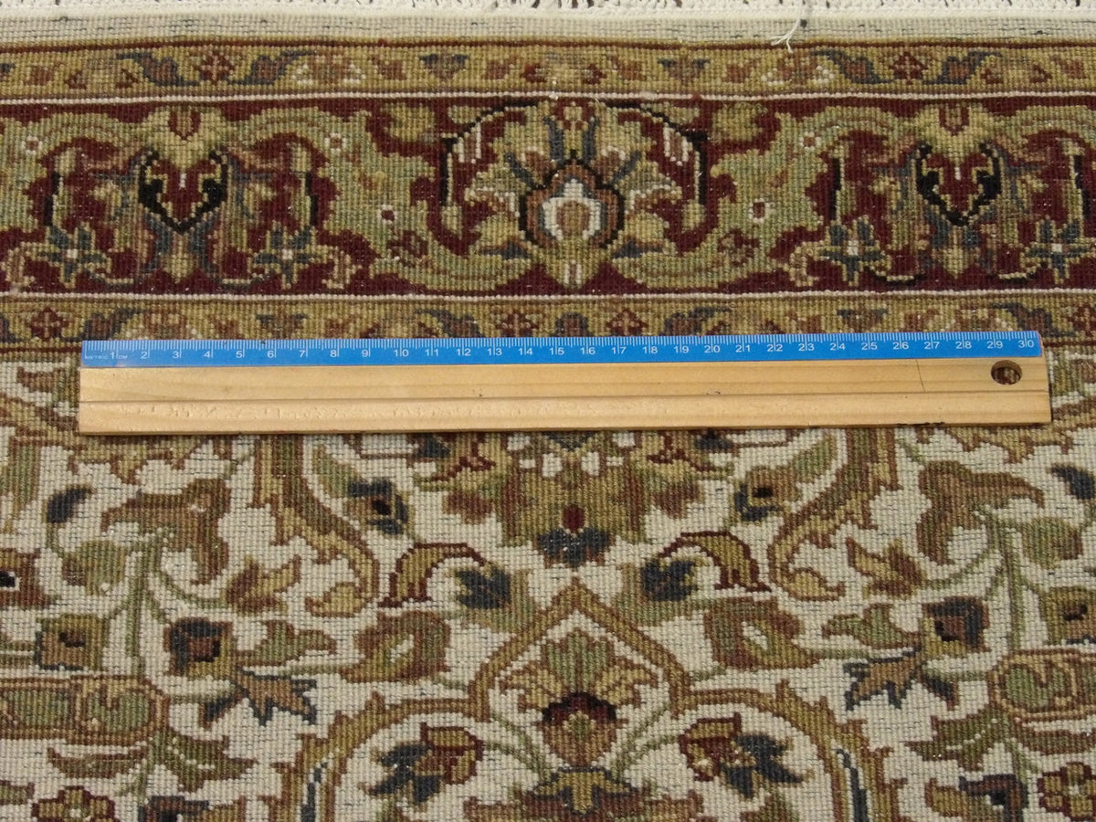 Brown & Beige Fine Persian Kashan rug in room setting