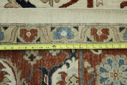 Close-up of wool pile, Beige & Rust rug