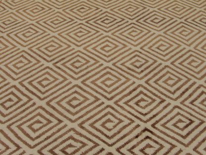 Back of Transitional Moroccan Floral Diamond Design hand-knotted rug