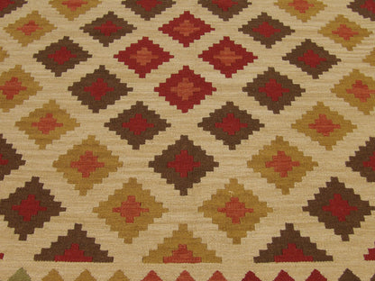 Coastal Flat-Weave Indoor/Outdoor Hand-Knotted Wool Rug in Gold & Rust — 8'0" x 10'0" | SKU w1095
