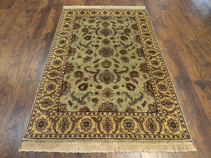 Close-up of fine knot density on Kashan rug