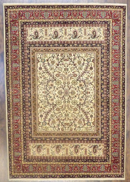 Fine Persian Haji Jalili hand-knotted wool rug in Beige & Red, full view