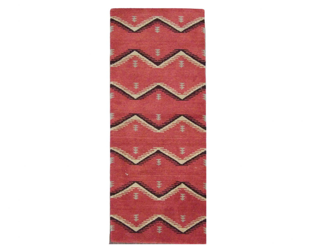 Modern Tibetan hand-knotted wool-silk rug in Red, full view